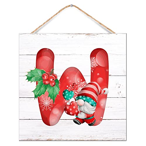 Lettre initiale W de Père Noël panneau bois pour intérieur et extérieur