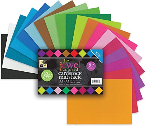 DCWV Cardstock Matstack, Textured Jewel Colored, 87 Sheets, 4-1/2 x 6-1/2 inches