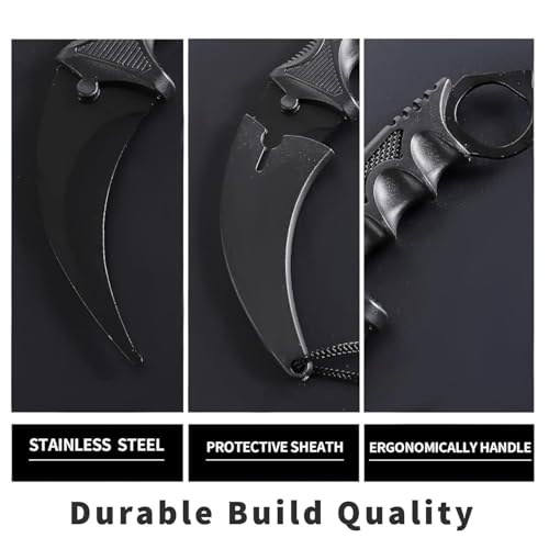 Image of Multipurpose Stainless Steel Utility Knife with Protective Sheath | Sharp Blade, Anti-Slip Ergonomic Grip | Portable & Lightweight Tool for Kitchen, Home, Outdoor, Camping & Everyday Tasks (Black)