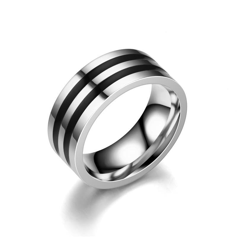 modeva "elevate your essence" Gothic Punk Ring, Stainless Steel, Silver and Black Two-Tone, 0.8 Cm Width, Unisex-picture-12