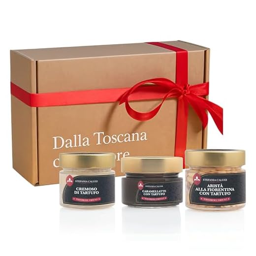 Stefania Calugi - Confezione Regalo al Tartufo - per Natale - 3 Prodotti in 1 - Aristà alla Fiorentina, Cremoso di Mele con Tartufo e Caramellatte con Tartufo - Cofanetto Cena Stellata - Regalo
