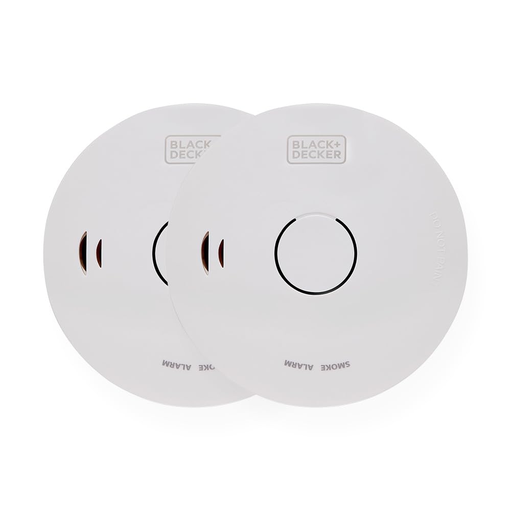 BLACK+DECKER Smoke Alarm 2 Pack. 10 Year Lithium Battery Included Smoke Alarm for Home. Easy To Install Optical Smoke Detector Fire Alarm. With Test/Silence Button. White.