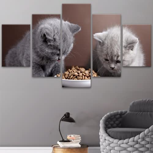 Tableau multi panneau chat mignon pour décorer votre salon moderne - 2
