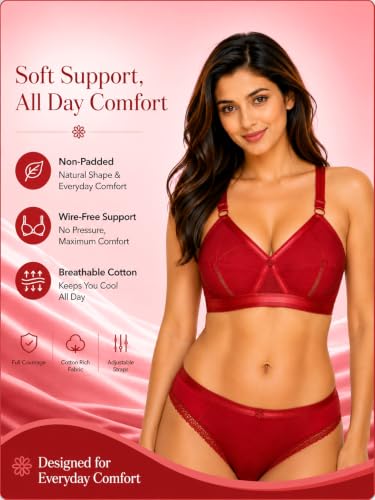 Image of SONA Perfecto Cotton Bra for Woman Full Coverage Non Padded Everyday Wirefree Pack of