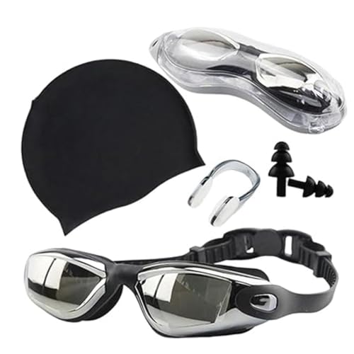 Conjunto de óculos de natação para adultos, touca de natação à prova d'água, antiembaçante, óculos