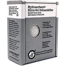 Hydrosorbent Silica Gel Dehumidifier 200 Gm - Silica Gel Packets w/Built-In Color Changing Indicator for Reactivation - Carton Moisture Absorbers for Food Storage - Desiccant Dehumidifier - 1 Pack