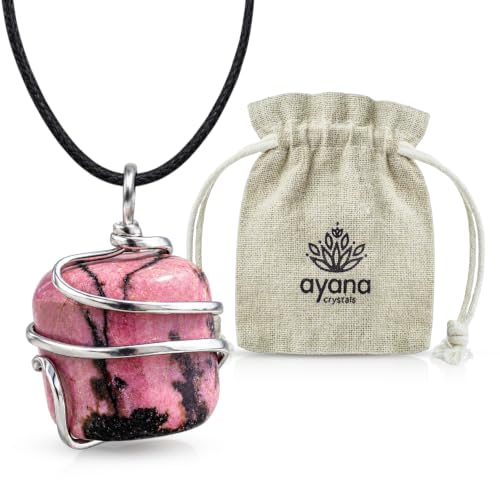 AYANA Rhodonite Crystal Necklace for Women, Natural Pink Gemstone Pendant, Handmade Healing Jewelry