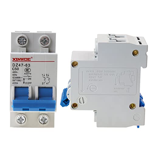 RKURCK 2 Pole 400V Low-voltage Miniature Circuit Breaker 50A Din Rail Mount DZ47-63 C50, white - Image 2