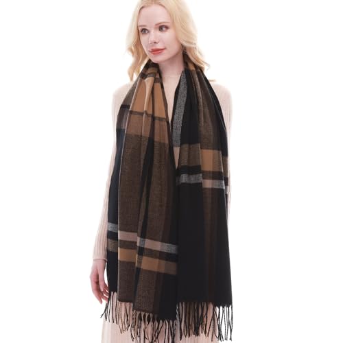 RIIQIICHY Plaid Scarf for Women Fall Winter Pashmina Scarves Wraps for Cold Weather Warm Large2