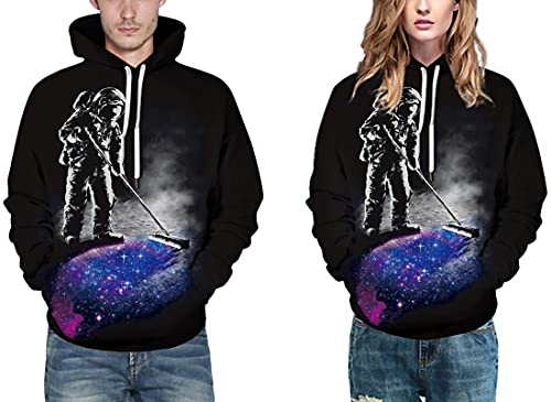 Chaos World Men's Novelty Hoodie Long Sleeves 3D Funny Graphic Print Sweatshirt Pullover(X-Large,Space Cleaning) #TOP4