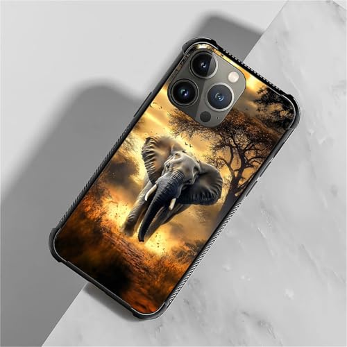 OKBUOK Compatible with iPhone 15 Pro Case,A Orange African Elephant Design Case for Men Girls Soft TPU Bumper Hard PC Back Anti-Fall Shockproof Protective Slim Pattern Cover by OKBUOK - Used condition - Image 5