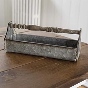 Overstock Large Metal Tray with Wooden Handle