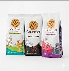 3 Corações Kit Café Gourmet 100% Arábica, Dark Roast, Cerrado Mineiro e Mogiana Paulista, 250g Cada, 3 Unidades