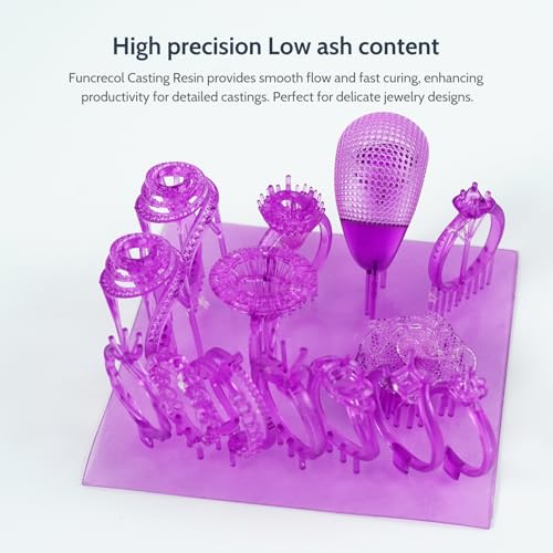 Image of 3D Printer Resin, Cast Resin Easy to Print & Burn Castable 365-405nm UV-Curing Resin for LCD /DLP /MSLA Printers, Low Ash Content & High Precision for Jewelry and Metal Casting, Purple 1000g