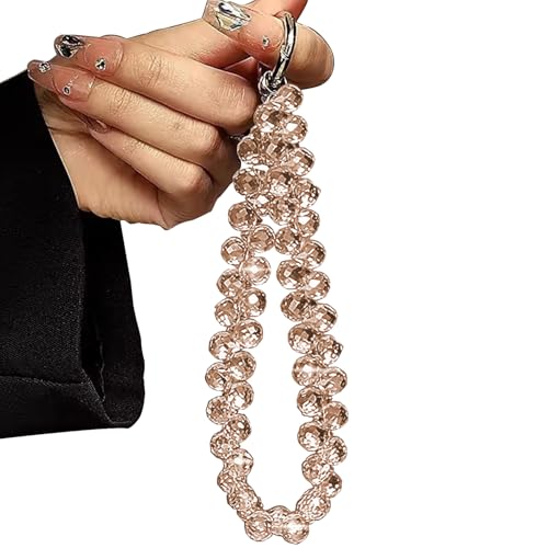 Image of TENOC Beaded Phone Wrist Strap, Gold | Cellphone Lanyard Chain, Sparkling Wristlet Bracelet, For Women