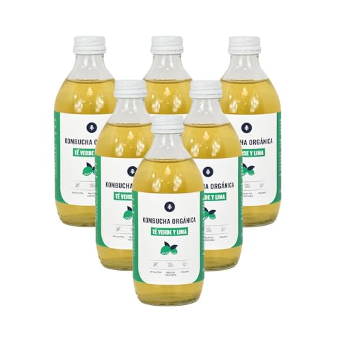 PLANETA HUERTO | Pack 6x Kombucha Ecológica de Té Verde y Lima - Kombucha Bebida probiótica natural fermentada sin azúcar añadido, ideal para una digestión saludable