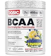 BASIC SUPPLEMENTS BCAA Powder, Instantized Formula with 7g BCAAs, 2:1:1 Ratio, 450mg of Electroly...
