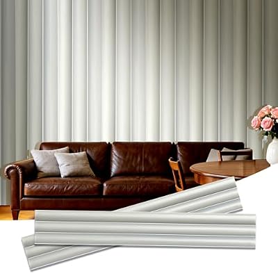 NovaGrid Board 4PCS 3D Fluted Textured Panel Acoustic Slat Wall Panel Triple-Round Design for Interior Ceiling and Decoration 118"x8.6" (Silver)
