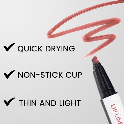 Image of 2Pcs Longwear Liquid Lip Liner Stain Marker Pen Set Long Lasting Waterproof, Maroon Dusty Mauve Purple Matte 24 Hour Lip Liner and Lipstick Combo Korean Color Stay Lipliner All Day Lips Stain peel off