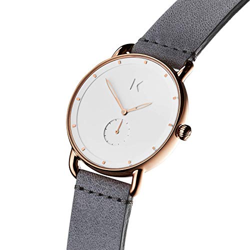 Mvmt Revolver Mens Watch, 41 Mm | Leather Band, Analog Watch, Chronograph With Date | Grey White #TOP1