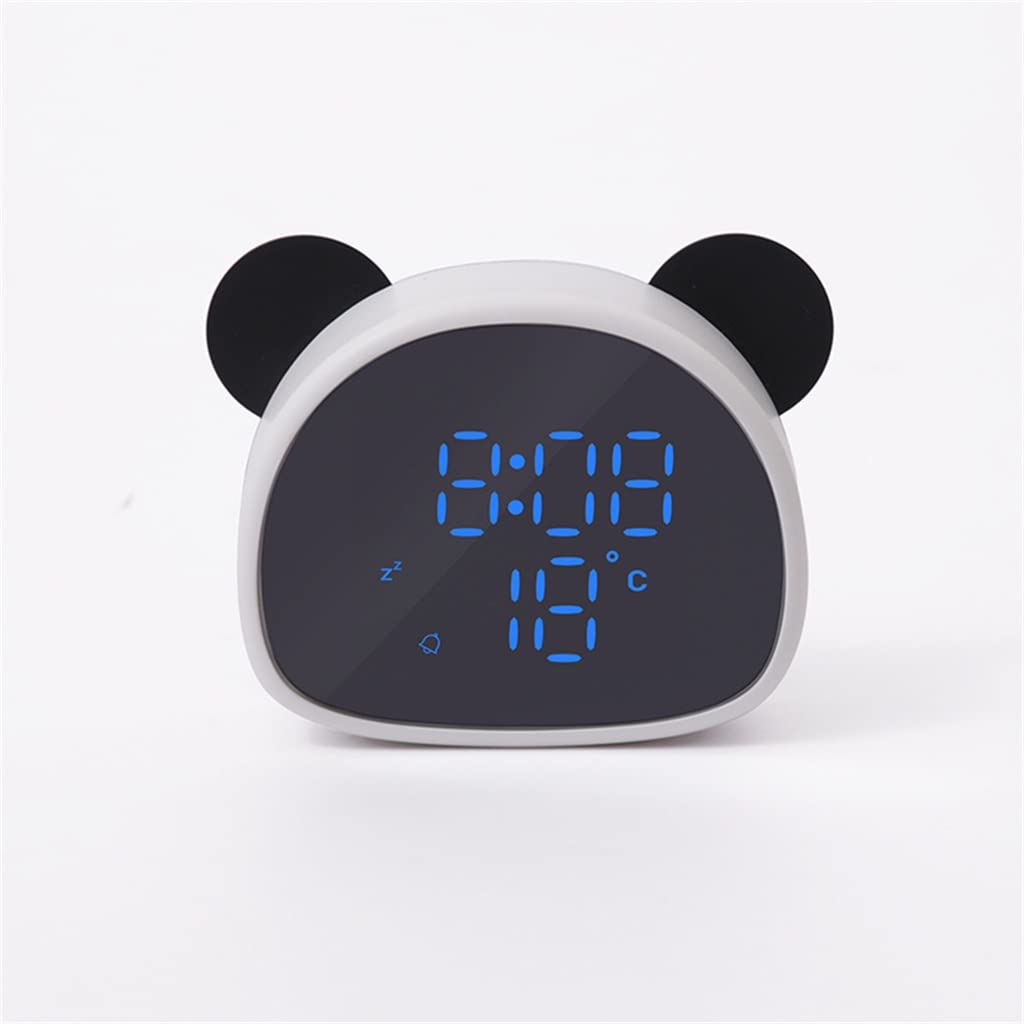 LED Digital Electronic Mirror Alarm Clock Electronic Bell Sound-Controlled Digital LED Display Calendar Desk Clock Color White Size