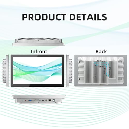 Image of 13.3 inch Aluminum Flat Embedded Industrial Touch Screen Monitor,HDMI /VGA /DVI Interface, Capacitive Touch Screen Monitor Supports 10 Points Touch,1920 x 1080 @ 60Hz