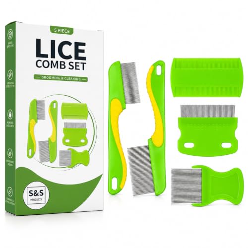 Nit Comb Head Lice Treatment Best of Lice Comb for Nit Treatment Metal & Plastic Flea Combs for Kids Pets & Adults Removes Dandruff Flea Eggs Pack of 5