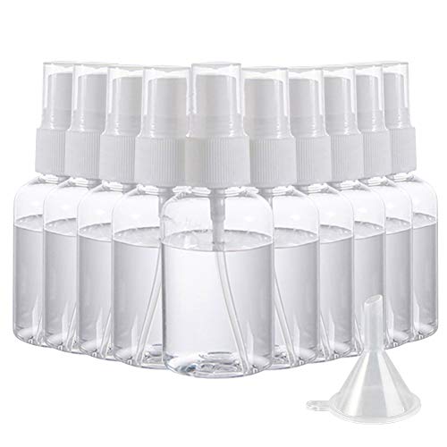 Preisvergleich Produktbild Panegy 10 Stück 50ml Sprühflasche klein Zerstäuber Sprayflasche leer, Parfumzerstäuber, Tragbares Reiseflaschen Set mit Trichter Atomiser