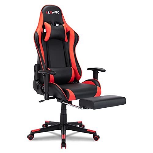 ALEAVIC-Silla-GamerSilla-Gaming-con-ReposapiesSilla-de-Oficina-Ergonomica-Silla-Racing-con-Respaldo-AltoRojo
