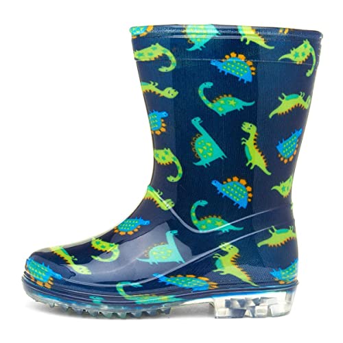 Zone - Kids Dinosaur Navy & Green Welly - Size 7 Child UK - Multicolour