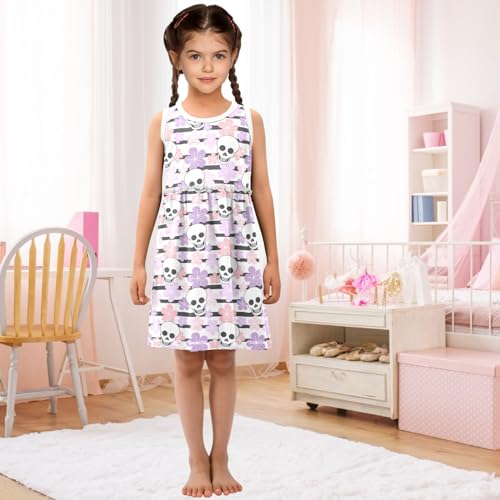 Girl Sleeveless Dress Summer Tank Play Sundress Outfit Funny Pattern 2T-8Y3