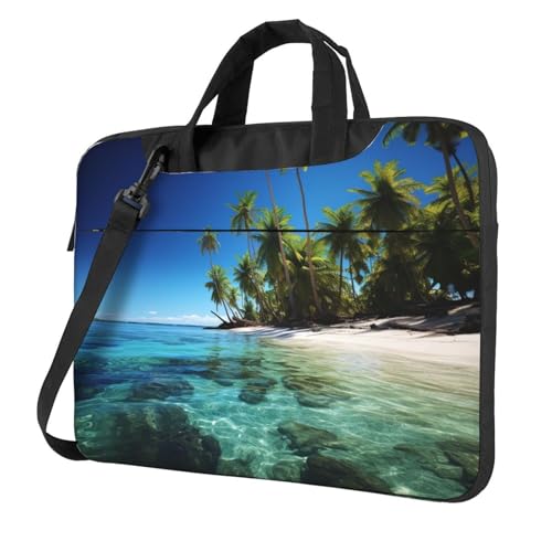 Palm Trees and Clear Sea Laptop Bag for Women Men Laptop Case Sleeve Business Travel Briefcase Messenger Bag