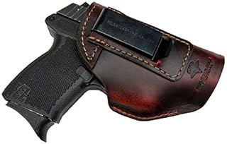 Relentless Tactical The Defender Leather IWB Holster - Made in USA - Fits Glock 42 | Sig P365 | Ruger LC9, LC9s | Kahr CM9, MK9, P9 | Springfield Hellcat and More Brown Right Handed