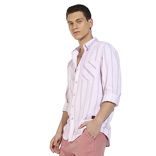 Image of CAHOOT Men's Button Up Regular Fit Shirt for Casual Wear | Regular Sleeve | Spread Collar | Button Closure | Shirts Crafted with Comfort Fit for Everyday Wear