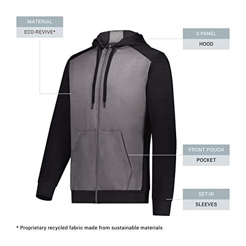 Augusta Sportswear Men's Standard Three-Season Fleece Full Zip Hoodie, Carbon Heather/Black, 3X-Large #TOP3