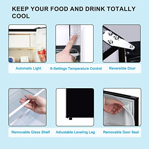 Frestec 4.5 CU\' Small Refrigerator, Compact Refrigerator,Mini Fridge, Mini Fridge with Freezer, Black (FR 450 BK)