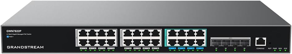 Grandstream GWN7822P | 24-Port 2.5G Multi-Gigabit Ethernet Layer 3 Managed PoE Switch