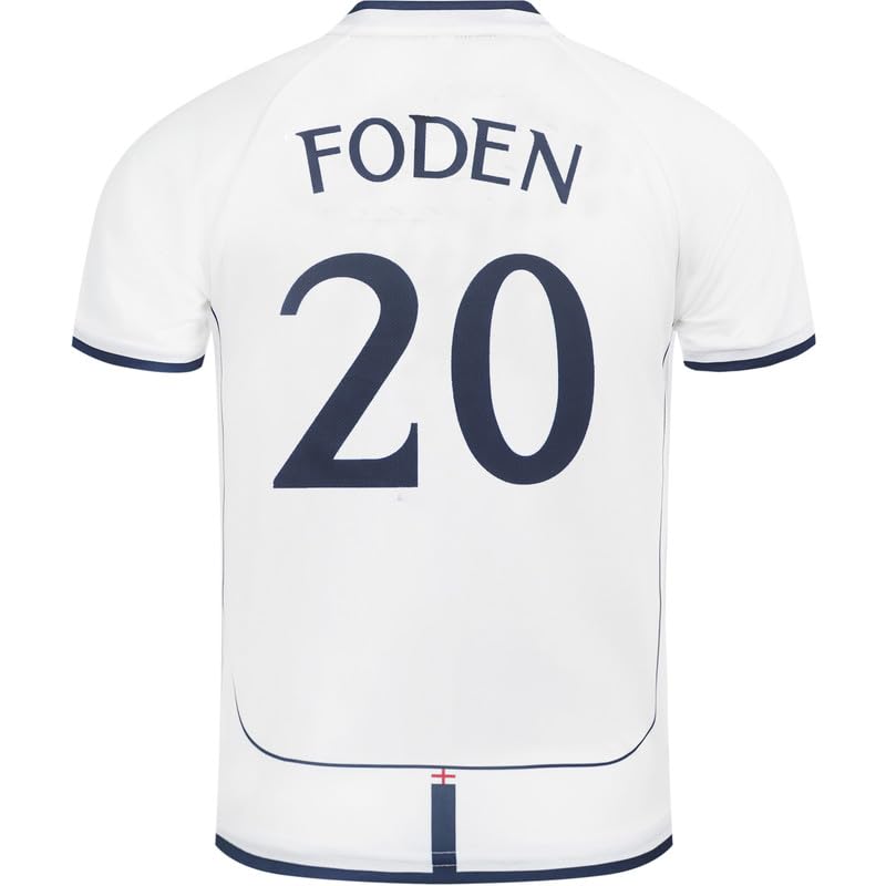 Angleterre Limitée Édition Foden #20 Maillot de Football pour Enfant avec Haut Shorts, Chaussettes, Nostalgie Tailles Jeune