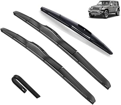 XieBin Windscreen Wiper Blades for Jeep Wrangler JL 2018-2022 16in+16in+12in,Set Of Front Wiper Blades No Smear Judder Free