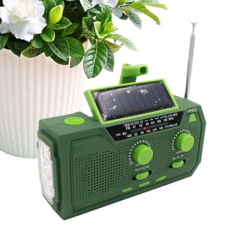 天気ラジオ - 手回し式サバイバルラジオ,停電や災害時に役立つ内蔵スピーカーと懐中電灯 キャンプやアウトドア活動用