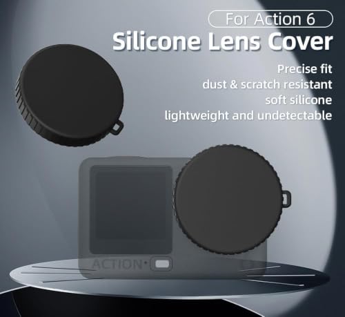 Image of 2-Pack Silicone Lens Cap Compatible with DJI Osmo Action 6, Soft Flexible Lens Protector Cover, Dustproof Anti-Scratch Camera Lens Cover for DJI Osmo Nano Accessories (Black)