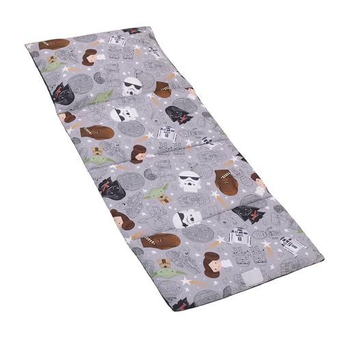 Star Wars Welcome to The Galaxy Navy and Gray Yoda, Princess Leia, R2-D2, Chewbacca, and Darth Vader Deluxe Easy Fold Toddler Nap Mat