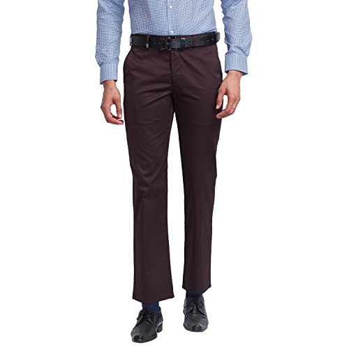 Image of Park Avenue Men's Pure Cotton Solid Pattern Super Slim Fit Flat Front Formal Chinos