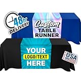 Custom Table Runner Cover with Logo Text Personalized Customizable for Business Vendor Trade Show...