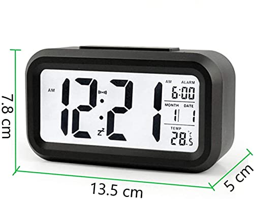 Image of SAMEZONE Digital Smart Backlight Alarm Clock with Automatic Sensor, Alarm Clocks for Bedroom, Date & Temperature Indoor Multifunctional Alarm Clock for Student Bedroom Home and Office (Black)