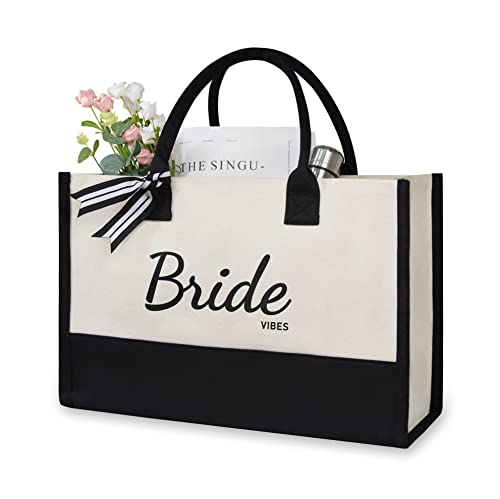 Image of TOPDesign Canvas Tote Bag, Bridal Shower Gifts for Bride, Wedding Bachelorette Bride Gifts Shoulder Bag