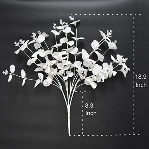 Vantree 3Pcs Artificial Flowers Fake Eucalyptus Leaves White Flowers Faux Eucalyptus Stems Fake Flowers For Vase Filler Wedding Centerpiece Flower Floral Arrangement Farmhouse Home Decoration #TOP1