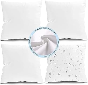 AMAZON - Fixwal 22×22 Inches Outdoor Pillow Inserts Set of 4, Waterproof Decorative Throw Pillows Insert, Square Pillow Form for Patio, Furniture, Bed, Living Room, Garden (White)