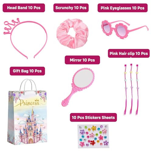 Image of Party Propz Return Gifts for Birthday - 70 Pcs, Princess Theme Birthday Return gift for kids age 6-10,Headband,Scrunchy,Pink Eyeglasses,Mirror,Hair Clips,Gift Bag,Party Favours