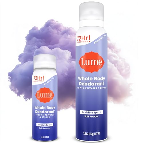 Lume Invisible Spray Deodorant For Women Two Pack - Full Size & Mini Whole Body Deodorant Spray - 72...